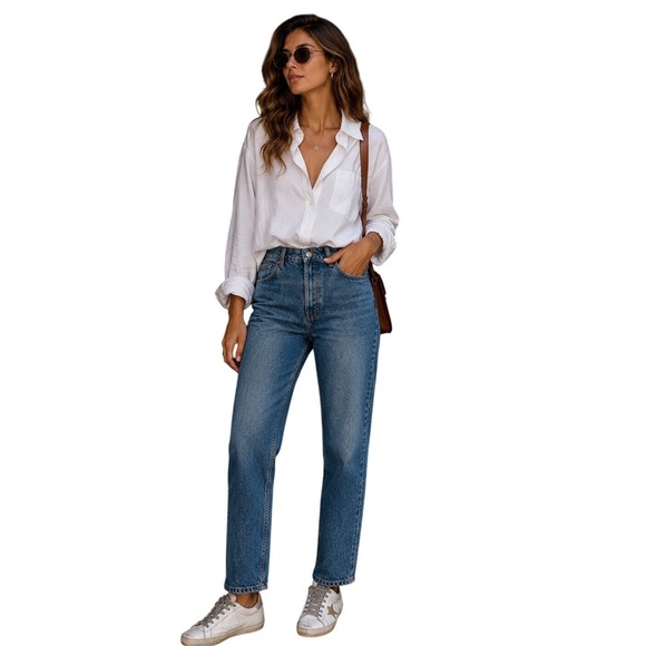 Reformation Denim - REFORMATION High Rise Straight Leg Jeans Medium Wash Womens 29